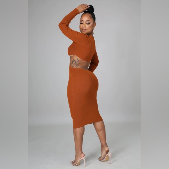 Hit Me Up Boo Mini Dress - Rust - Picture 2 of 5